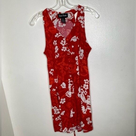 Vintage Hawaiian Red Floral Dress Small Jamie Brooke retro - Picture 2 of 6